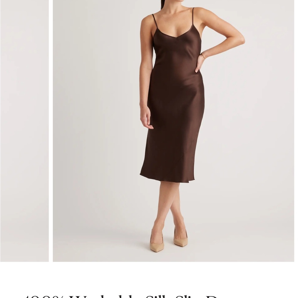 100 percent washable silk- Elegant chocolate Brown Silk Slip Dress